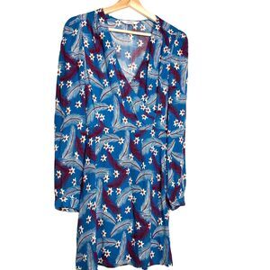 Paris Atelier & Other Stories Womens Long Sleeve Feather Print Floral Dress Sz 0